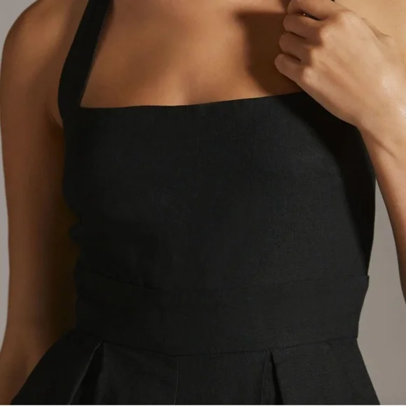 NWT Linen RUMER Freya Wide Leg Halter Jumpsuit in Black XS - Picture 7 of 9